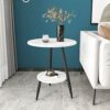 Table Nordic Marble Coffee Sofa Side 2tier Modern Small Round Wrought Iron Frame For Living Room Bedroom Balconywhite