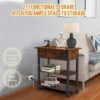 ORGXpert Lift Top End Table with Charging Station Mobilizable Narrow Side Table with Storage Shelf and USB Ports  Power Outlets Vintage Nightstan
