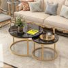 Modern Round Tempered Glass Nesting Tables Metal Frame Coffee Tables Living Room Table Sets Furniture