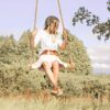 Wooden Swing Seat for Adults ,Morwealth Tree Swing with Adjustable Hemp Rope for Indoor and Outdoor Garden Swing Seat 19 x 9.8 Inch Load Capacity