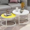 Round Nesting Coffee TableTempered Glass Nesting Table Set of 2Modern Accent Side End Table Room Sofa Table for Small SpacesMetal Legs Easy Assem