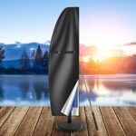 Teynewer Parasol Cover Waterproof, Cantilever Parasol Protective Cover with Telescopic Pole and Zipper Fit for 1 to 3 m Large Umbrella Patio Para