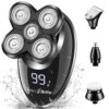 Electric Razor for Men ElectriBrite Bald Head Shaver Rotary Cordless Nose Hair Beard Trimmer Clippers Facial Cleansing Brush Waterproof USB Recha