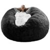 Cookit Bean Bag Chair CoverCover OnlyNo Filler Chair Cushion Big Round Soft Fluffy PV Velvet Washable Lazy Sofa Bed Cover Living Room bedroom Fur