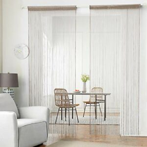 HSYLYM Knitting String Curtain Panels Dense Polyester Fringe Curtain Fly Screens Room Divider for Door Window DecorEcru90x200cm