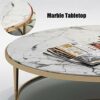Round Coffee Table Marble Stainless Steel Frame Tea Table Double Layer Storage End Table Creative Modernfor Living Room Bedroom Office8040cm