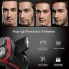 MAXT Mens Electric Shaver Rotary Razors for Men Cordless Rechargeable Wet and Dry Popup Trimmer IPX7 Waterproof with LCD Display Travel Lock  Fat