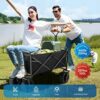 Aunoutism Camping Trolley Collapsible Garden Wagon with Brake Big Wheels Beach Cart Max Capacity 200kg Folding Cart Trolley for Festival Shopping