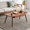 HZF Square Solid Wood Coffee Table Black Walnut Tea Table Modern Minimalist End Table Small Apartment Living Room Sofa Table