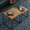 Wood and Metal Side Table Compact Square Coffee Tables Industrial Nesting End Tables Living Room Accent Sofa Tables Home FurnitureSize5055CM
