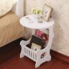 European Mini Plastic Round Coffee Tea Table Home Simple Plastic Living Room Bedroom Storage Shelf Bedside Table White