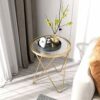 WALNUTA Small Coffee TableIndustrial Side Table End Telephone Table with Mesh Shelves for Office Hallway or Living Room Wood Look Accent Furnitur