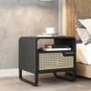MHUI End Table Recliner Side Table with 1 Drawer and Open Shelf Narrow Nightstand for Small Space in Living Room Bedroom Balcony