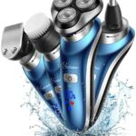 Hatteker Electric Shaver for Men Rotary Shaver Electric Razor Beard Trimmer Nose Hair Trimmer Cordless Wet Dry Face Brush 4 in 1