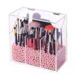 Makeup Brush Holder Clear Acrylic Makeup Brush Organizer with Lid Compartment Cosmetic Brush Storage Box Luggage Cosmetic Cases