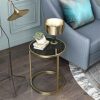 XYSQWZ Bedside Tables End Tables Side Table Tempered Glass Small Round End Tables Coffee Table Wrought Iron Sofa Table Simple Bedroom Living Room
