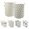 LessMo 2Pcs 19.7" Laundry Hamper, Collapsible Storage Basket With Easy Carry Handles, Waterproof Round Cotton Linen, for Baby Products, Toys, Bed