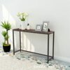 MUYUANSU Tall Sofa Side Tables Compact Console Table Modern Entryway Table with Wooden Top Iron StandHallway Table for Living Room DecorSize106