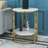 Round Coffee TableEnd Table Side Table Double Layer Marble Wrought Iron Coffee Table Corner Tablefor Living Room Bedroom Balcony Size  50cm19.7in