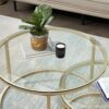 CCBUY 2 in 1 Iron Coffee Table Small Apartment Living Room Coffee Table Tempered Glass Round Sofa Side Coffee Table Color  Picture color Size  On