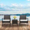 LDIW Patio Furniture Set Wicker Furniture Sets with Cushioned PE Rattan Chairs Conversation Sets with Coffee Table Brown Gradient3pcs