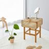 Aitao Nightstands Set of 2 with Rattan Drawer Modern Night Stand for Bedrooms Wooden Bedside Table Side Table for Small Place Living Room and Bed
