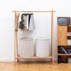 LessMo 2Pcs 19.7" Laundry Hamper, Collapsible Storage Basket With Easy Carry Handles, Waterproof Round Cotton Linen, for Baby Products, Toys, Bed