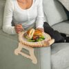 POHOVE Sofa Armrest Clip Tray Table Clip On Tray Sofa Table for Wide Couches Couch Arm Tray Table Wooden Sofa Arm Tray Table with Phone Holder fo