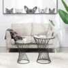 Modern Small Table Round Metal Dining Table Side Table Creative Small Coffee Table Round Tempered Glass Countertop Spiral Design Living room and