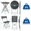 SUNMER Bistro Table and Chairs Set of 3 Metal Foldable Garden Patio Balcony Dining Furniture Set  Grey