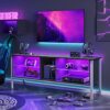Bestier TV Stand Cabinet Entertainment Centre Gaming TV Stand for 160CM TV with LED Light Modern TV Media Console with Glass Shelves