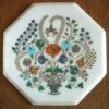 15 x 15 Inches Pietra Dura Art Coffee Table Top Octagon Shape White Marble Sofa Side Table to give Royal Look in your Home and Hotel Room