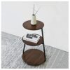 Cutfouwe Round Side Table Wood And Metal Industrial Design Coffee Table 3 Levels Bedside Table Sofa TableH61cm
