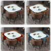 VOMKR Business Dining Table Set SpaceSaving Furniture Dining Table and Chairs Set of 4 Chairs Small Rectangular Wood Table Modern Home Kitchen Li