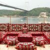 U Shaped Arabic Sofa Set Terrace Pallet Sofa Maroon Sectional Sofas Floor Cushions Arabic Majlis Pouffs Turkish Floor Seating Set U Sofa Full Set