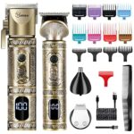 Hatteker Professional Hair Clipper Beard Trimmer Kit for Men Cordless Hair Trimmer Shaver Barber Clipper TBlade Trimmer Nose Trimmer Grooming Kit