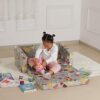 PWTJ Kid Sofa Couch, Double Seat 2 in 1 Flip Open Children Foam Sofa for Ideal Kid Gift (Grey)