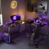 CubiCubi Diamon L Shaped Gaming Desk 53 inch Gamer Workstation, Home Computer Carbon Fiber Surface Corner Gaming Desk PC Table with Cable Tray