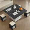 HMBB Lift Top Coffee Table 47.2 Coffee Table with 2 Storage Drawers and Hidden Compartment MultiFunctional Folding Dining Table with 4 Stools for