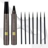 Riceel Eyebrow Pen with Fork Tip Long Liquid Eyebrow Pencil Smudgeproof Brow Pencil  Waterproof Longlasting Natural Looking  S03 BLACK BROWN