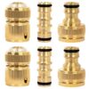BLOSTM Brass Garden Hose Connector 6 Pack - Rustproof Hose Fittings & Connectors Set with 2x Double Male Connector, 2x Hose ½” End Quick Connect,