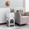 Mirrored Nightstand Mirrored End Table Modern Silver Finished Nightstand Small Nightstand for Small Spaces for Living RoomBedroomGlam Home Side T