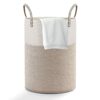 Cotton Rope Laundry Basket, Viwril Large Woven Laundry Storage Basket Dirty Clothes Hamper Tall Woven Baby Nursery Organiser with Handle for Diap