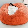 Giant bean bag sofa cover soft and comfortable fluffy fur bean bag bed sofa cover lazy sofa recliner cushion cover  Dark Gray