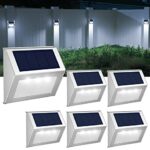 【Cool White】 Solar Fence Lights,Stainless Steel Decorative Lights LED Garden Lights,Waterproof Step Lights Wireless Outdoor Lights for Stair,Wall