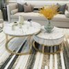YANJ Coffee tables Nesting tables Side tables Drawer storage Side table in white marble Occasional round stand Tea table for living room Frame ma