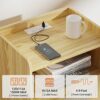 SUPERJARE Nightstand with Charging Station  RattanLike Decor Drawer Rattan End Table with Solid Wood Feet Bed Side Table with Open Storage for Be