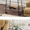 NXYJD Sofa Side Table Glass Corner Table Mobile Wheeled Small Coffee Table Living Room Table Dining Car Stainless Color  Silverclear glass