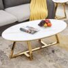 Modern Oval Coffee and Coffee Table White Marble Sofa End Is Used in the Living Room and Lounge