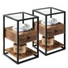 2Tier End Table  Nightstand with Drawer  Industrial Telephone Table  Bedside Table with Storage Shelf  Side Table Living Room Bedroom Office 40X4